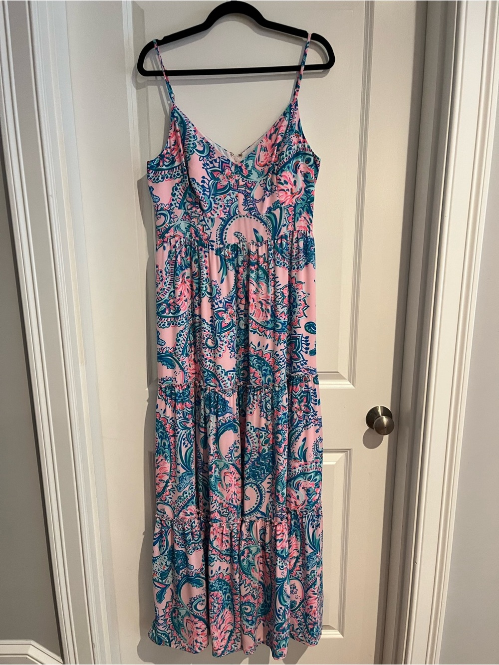 Lilly Pulitzer Pink and Blue Paisley Maxi Dress